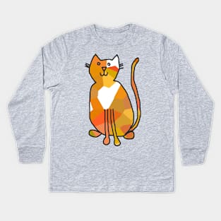 Gold Crystal Cat Kids Long Sleeve T-Shirt